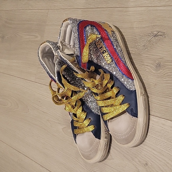 Golden Goose Ggdb Slide Silver Glitter Multicolor - Picture 3 of 11